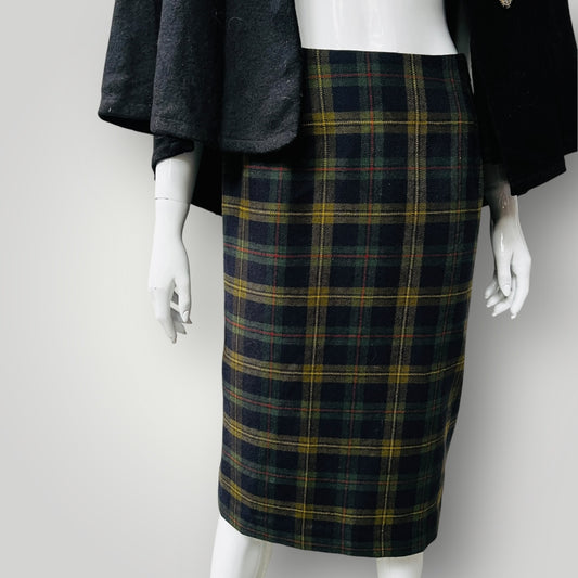 1980s nz vintage / 'blaise' plaid wool skirt / s (3888053806265896654)