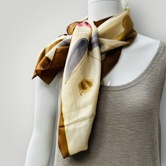 PCA / hand painted silk scarf with rolled edges (3888053855774878703)