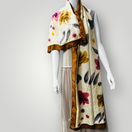 PCA / hand painted silk scarf with rolled edges (3888053857591108785)