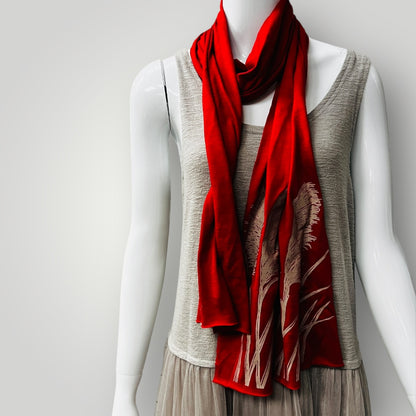JILL MAIN / merino scarf with toi toi print / made in nz (3888053862048056279)