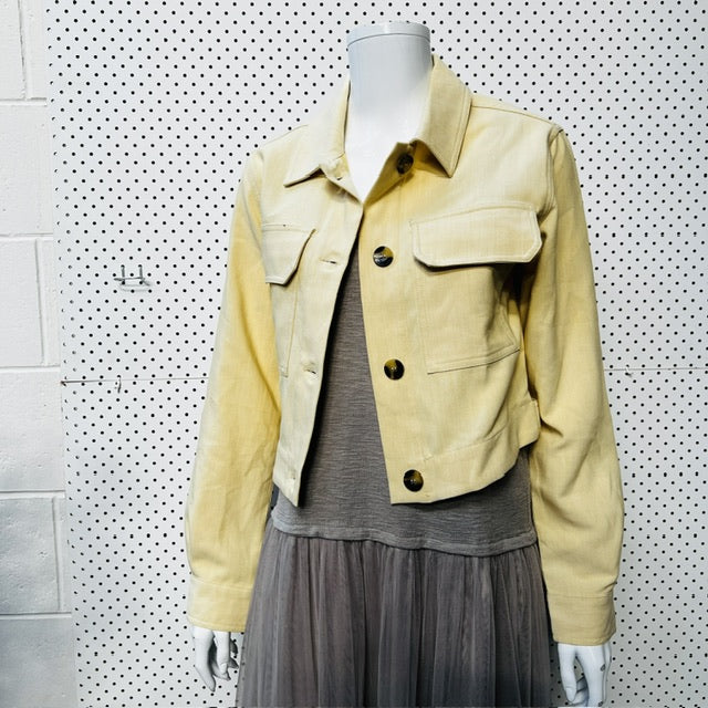 AMISU / butter yellow cropped jacket / s (3888149103428110601)