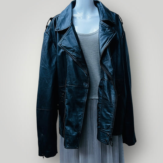 ASOS / genuine leather biker jacket / 4XL (3888230828601524987)