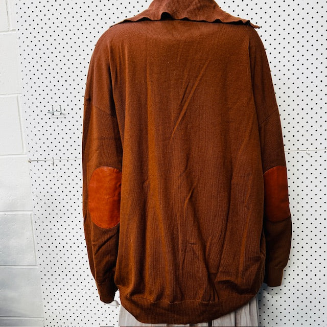 KATE SYVESTER / brown merino jumper with collar / L (3888681733662200799)