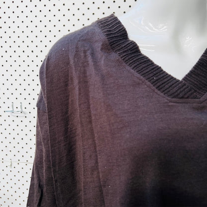 SIREN / brown v neck merino jumper / s/m (3888681759853547662)