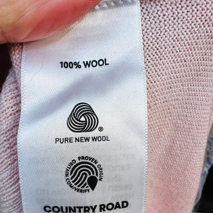 COUNTRY ROAD / v neck pink wool jumper / XS (3888681799062865214)