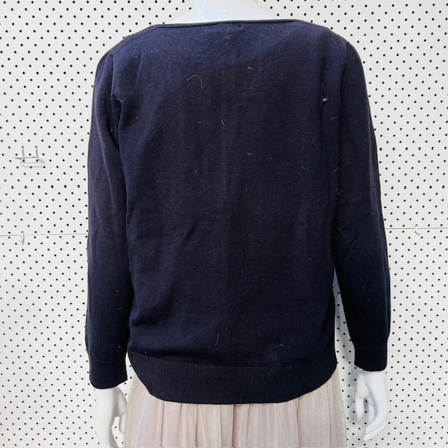 STANDARD ISSUE / v neck navy wool jumper / S/M (3888681824193460432)