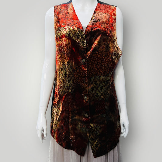 1980s vintage / silk + velvet waistcoat / m (3888682192104394025)