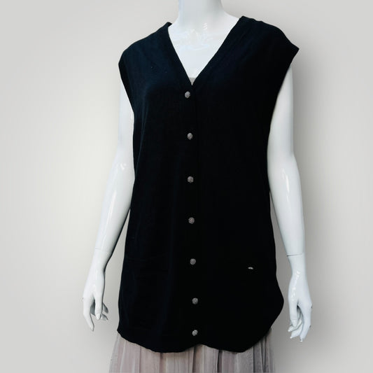 1990s vintage / wool / chequer club / button up v neck vest / L (3888682237360993555)