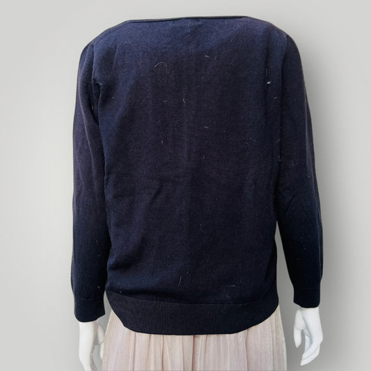 STANDARD ISSUE / v neck navy wool jumper / S/M (3888682248744673303)