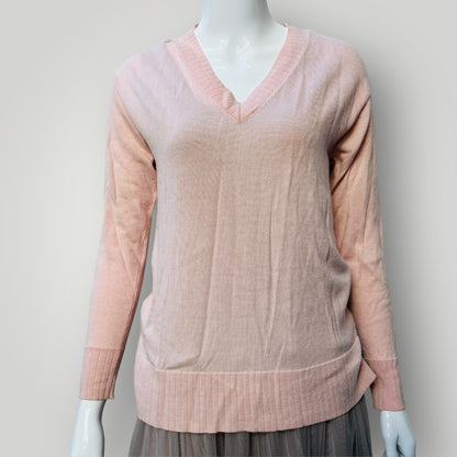 COUNTRY ROAD / v neck pink wool jumper / XS (3888682253290685044)