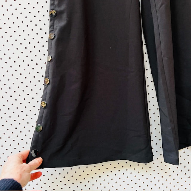 CALLI / wide legged black pants with side domes / 12 (3888811017914086183)