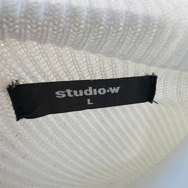 STUDIO W / high necked oversized ribbed sweatshirt with tuxedo stripes / L (3888836743809655323)