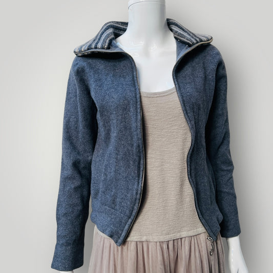 MERINOSILK / zip front cardigan / M / made in nz (3888837125362713269)