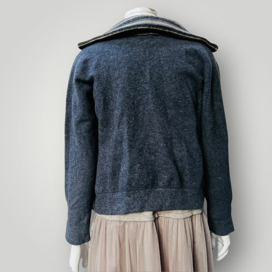 MERINOSILK / zip front cardigan / M / made in nz (3888837127522852720)