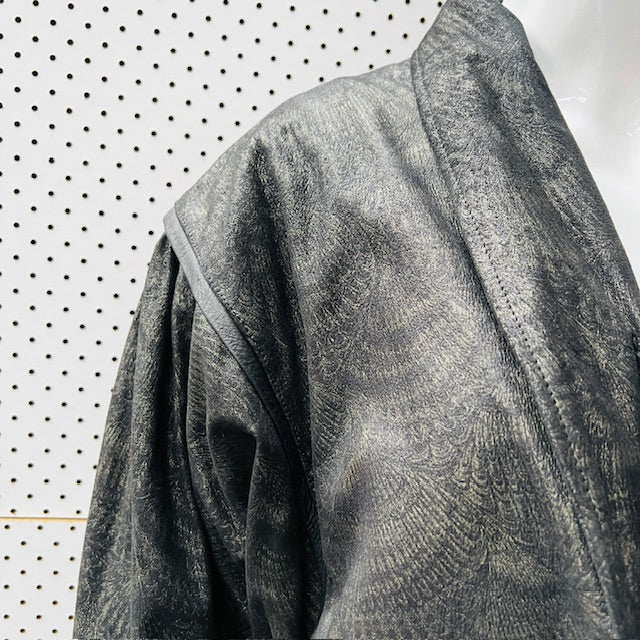 1990s vintage / leather jacket with gold patterning / M/L (3889342739189875550)