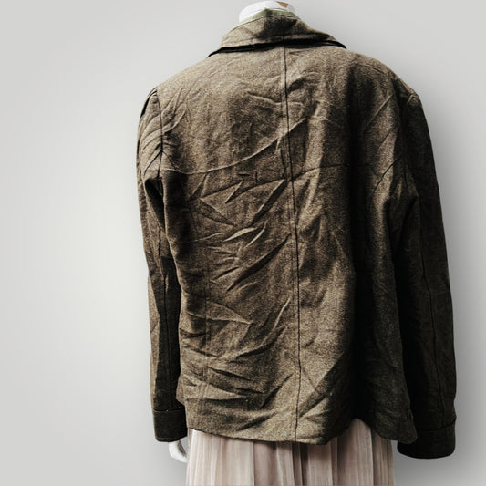KINGAN JONES / green wool jacket / 16 / made in nz (3889343045019994888)