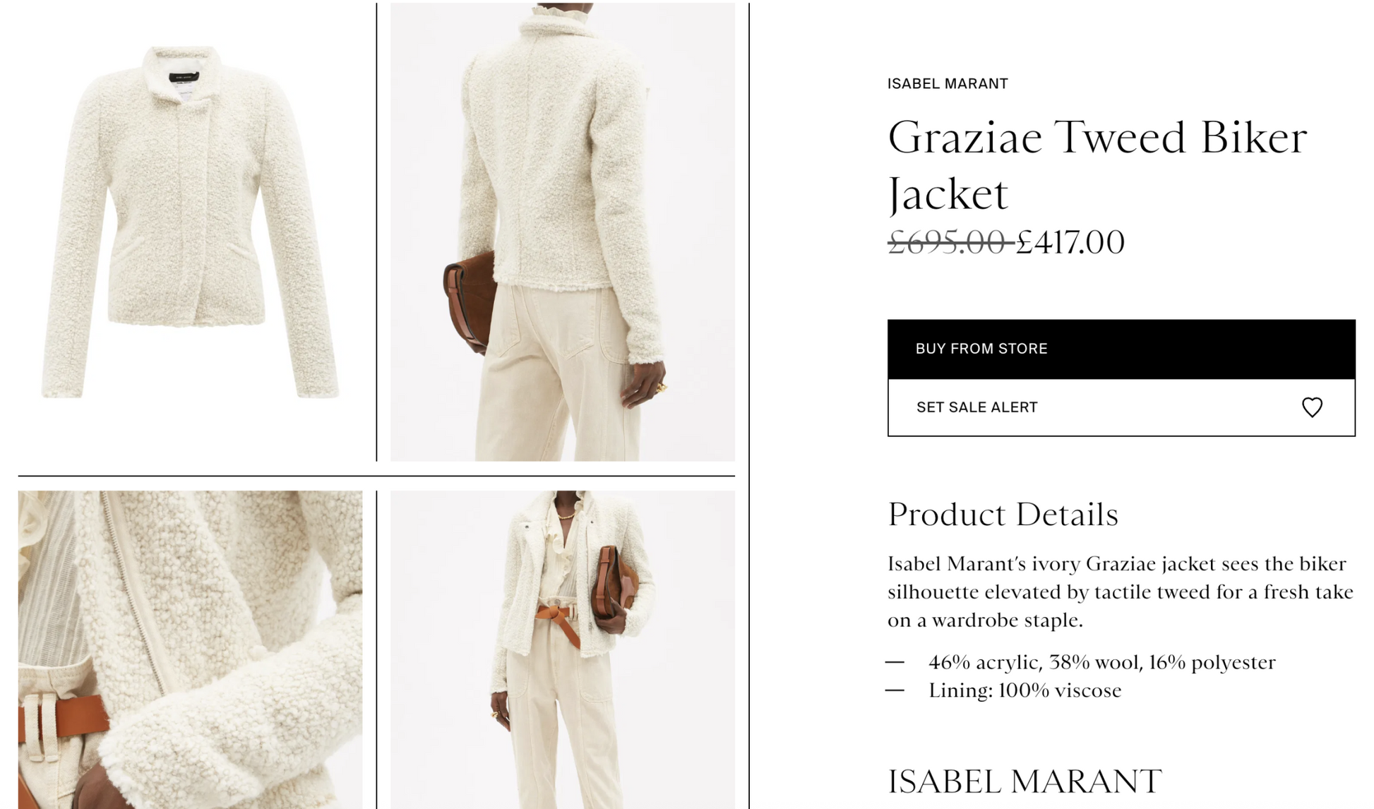 ISABEL MARANT / graziae tweed biker jacket / 40 / $1500nzd (3889419691236208383)