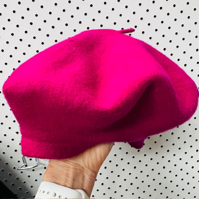 vintage / pink wool beret / m (3889445504922699982)