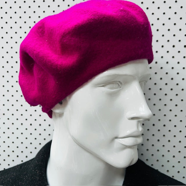 vintage / pink wool beret / m (3889445507567088996)