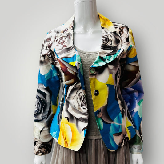 2000s american vintage / RARITY NEW YORK / patterned silk jacket / s (3889448518489830907)