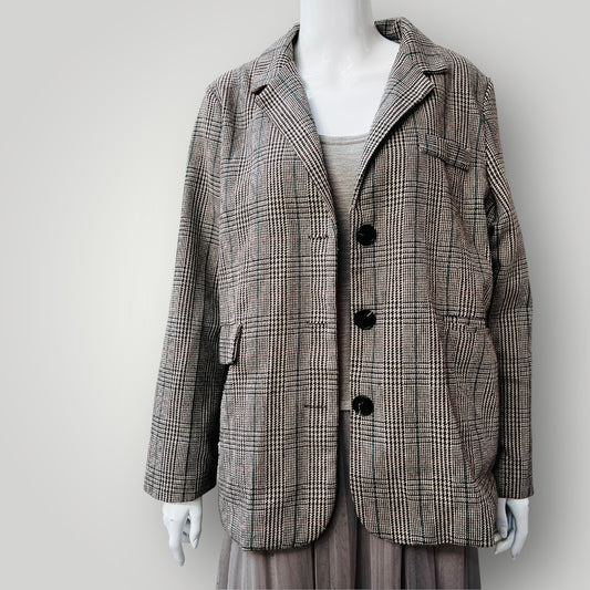 tweed-patterned blazer jacket / 2xl (3889867692221238912)