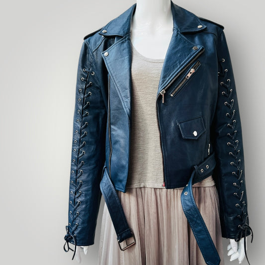 TRELISE COOPER / leather jacket / navy / 10 (3889867703668712041)