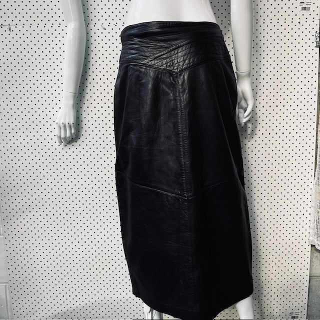 1980s american vintage / debbie shuchat leather skirt / s (3890025461512074632)