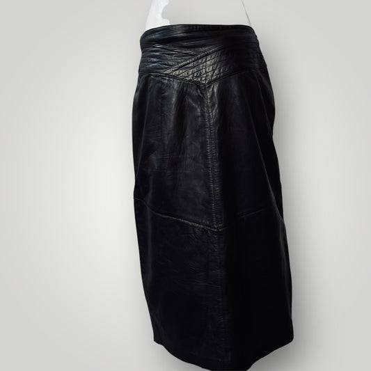 1980s american vintage / debbie shuchat leather skirt / s (3890025767927230430)