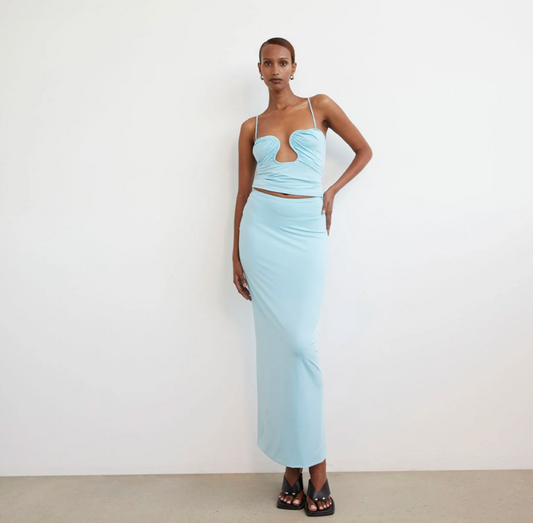 PARIS GEORGIA / straight line skirt / electric blue / m / new with tags (3890030883945201922)