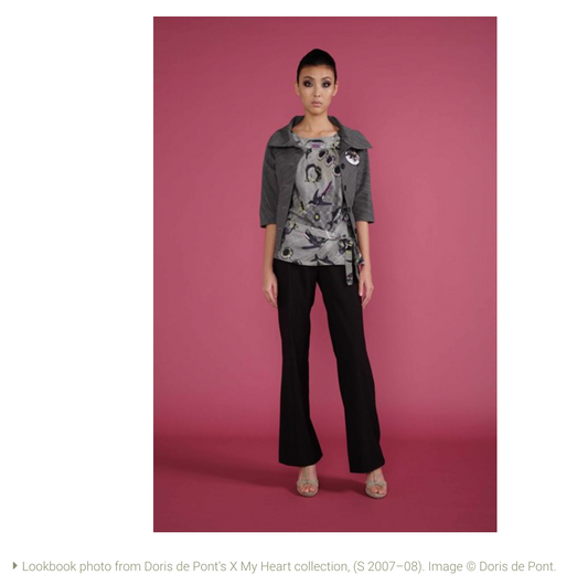 2000s nz vintage / DORIS DE PONT / flock print top / s / made in nz (3890038459963973464)