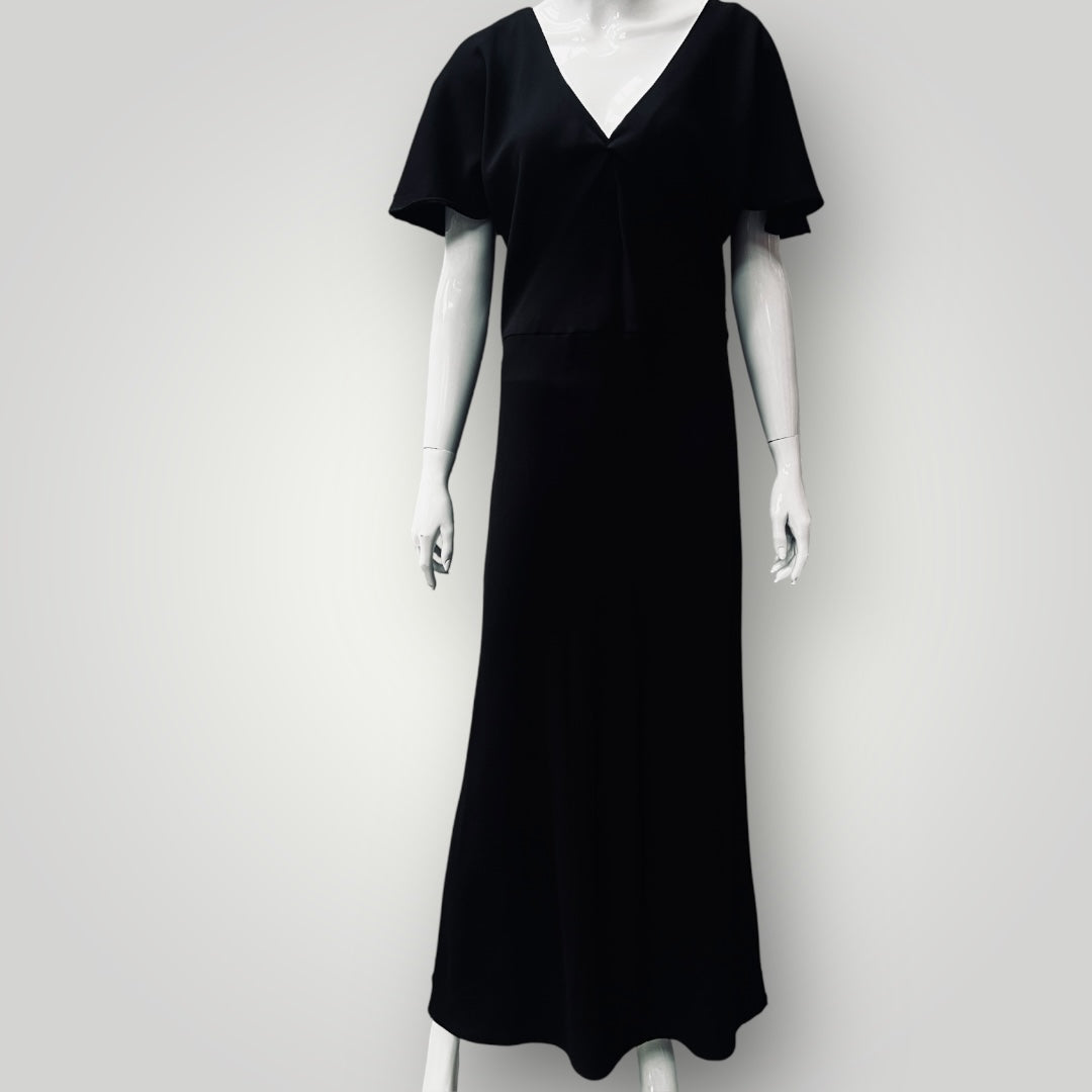 ELLIS NZ / bias cut maxi dress / black / s / made in nz (3890118779871486275)