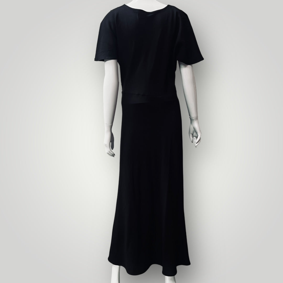 ELLIS NZ / bias cut maxi dress / black / s / made in nz (3890118781169143980)