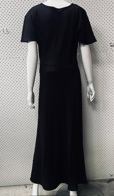 ELLIS NZ / bias cut maxi dress / black / s / made in nz (3890201702287676852)