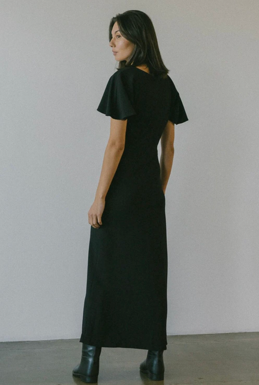 ELLIS NZ / bias cut maxi dress / black / s / made in nz (3890202075507764440)