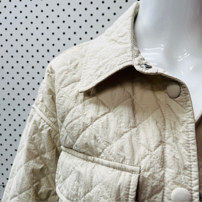 quilted / cream shirt/jacket / oversized s (3890563873967151038)