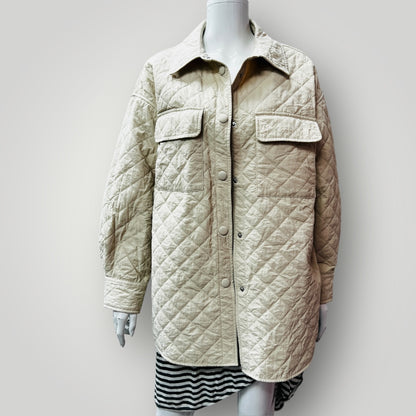 quilted / cream shirt/jacket / oversized s (3890564022692120617)