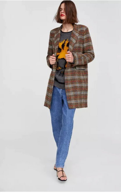 ZARA / PLAID WOOL & ALPACA COAT / S (3890570626436748050)