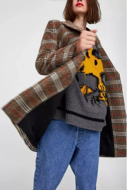 ZARA / PLAID WOOL & ALPACA COAT / S (3890570633228259796)