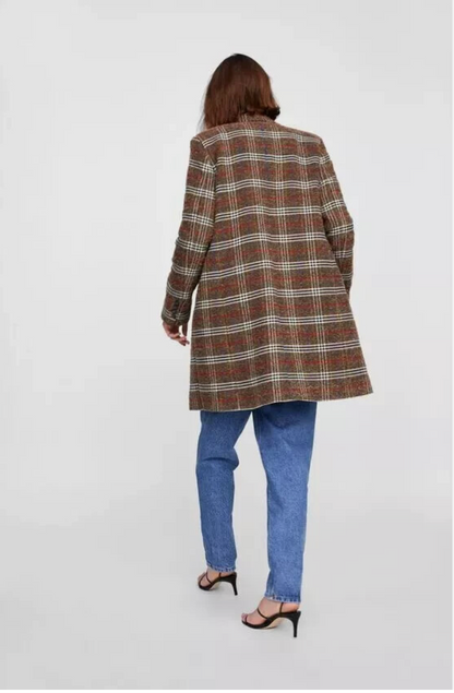 ZARA / PLAID WOOL & ALPACA COAT / S (3890570635606096054)
