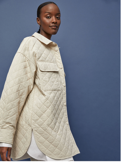 quilted / cream shirt/jacket / oversized s (3890570848646332038)