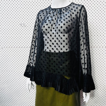 ZIMMERMANN / sheer polka dotted peplum top / S (3890670036716801096)