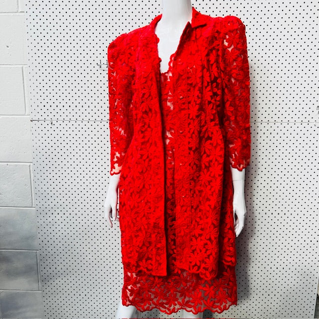 2000s nz vintage / ANDREA MOORE / lace dress + coat / 14 (3890670098255356466)