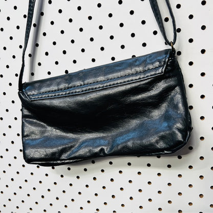 vintage / charcoal grey leather cross body purse bag (3890670220966681964)