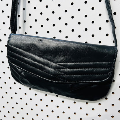 vintage / charcoal grey leather cross body purse bag (3890670222611434074)