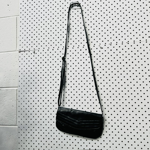 vintage / charcoal grey leather cross body purse bag (3890670224183462608)