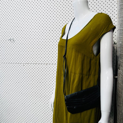 vintage / charcoal grey leather cross body purse bag (3890670225749276184)