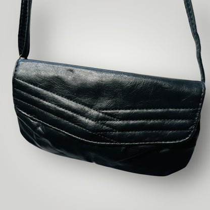 vintage / charcoal grey leather cross body purse bag (3890671525112399183)