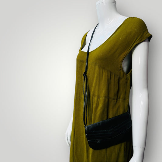 vintage / charcoal grey leather cross body purse bag (3890671526902535181)