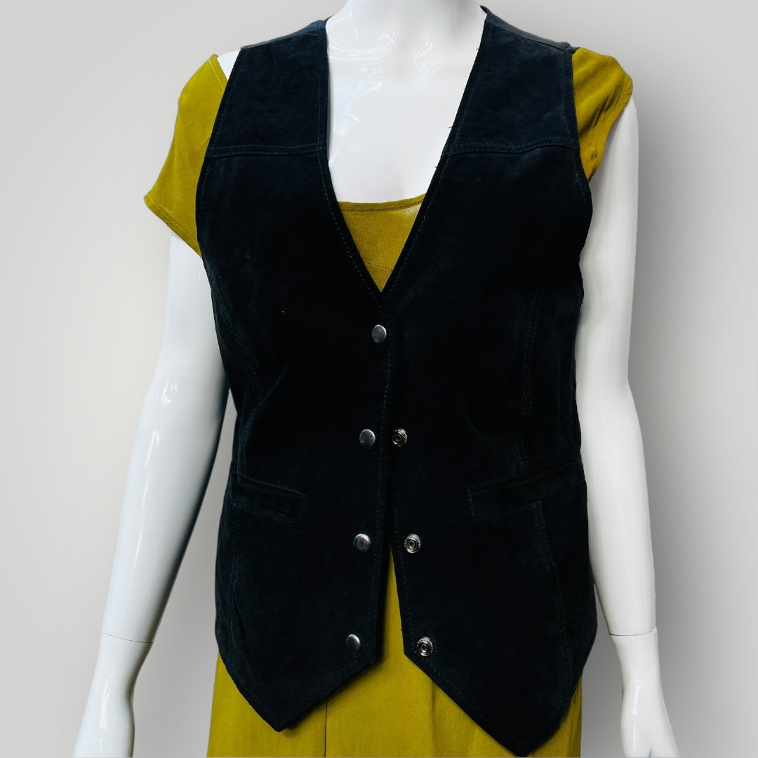1990s vintage / black leather waistcoat / 12 (3890671533526082773)