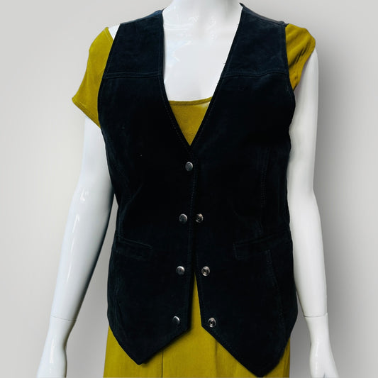 1990s vintage / black leather waistcoat / 12 (3890671533526082773)